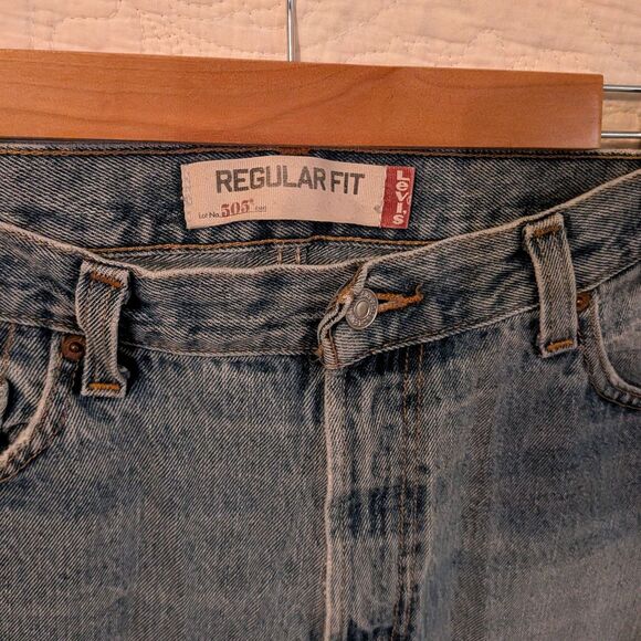 Levis 2000s 505 Regular Fit Light Wash Distressed High Rise Size 14 - Picture 11 of 11